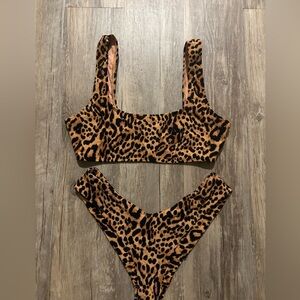 Billabong High Leg Leopard Print Bikini Set